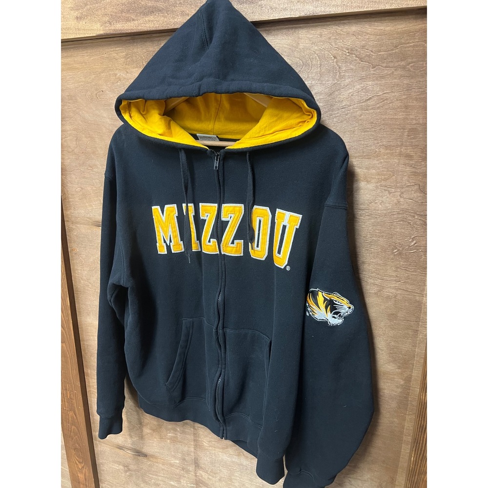 Stadium Athletics Mizzou Tigers Zip‎ Up Hoodie Black Yellow Mens Size L